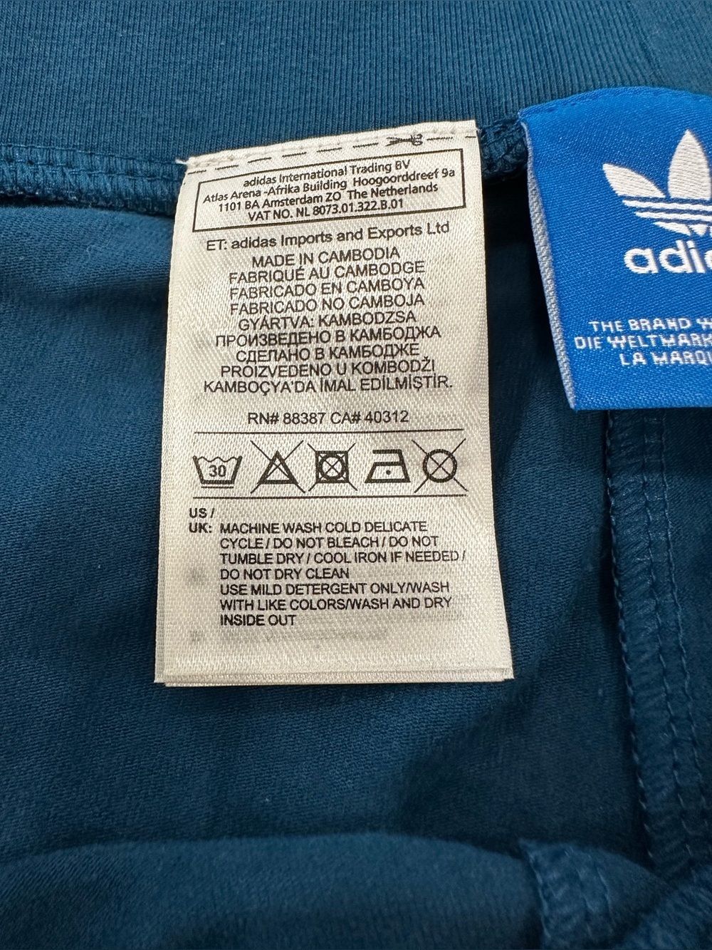 adidas Blue Leggings with White 3-Stripes - Picture 4 of 8